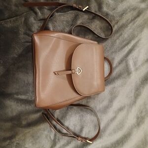 Kate Spade Tan Leather Backpack with Heart Accent